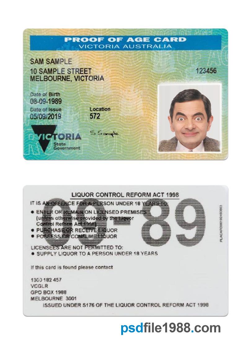 Australia Victoria Proof of Age Card
